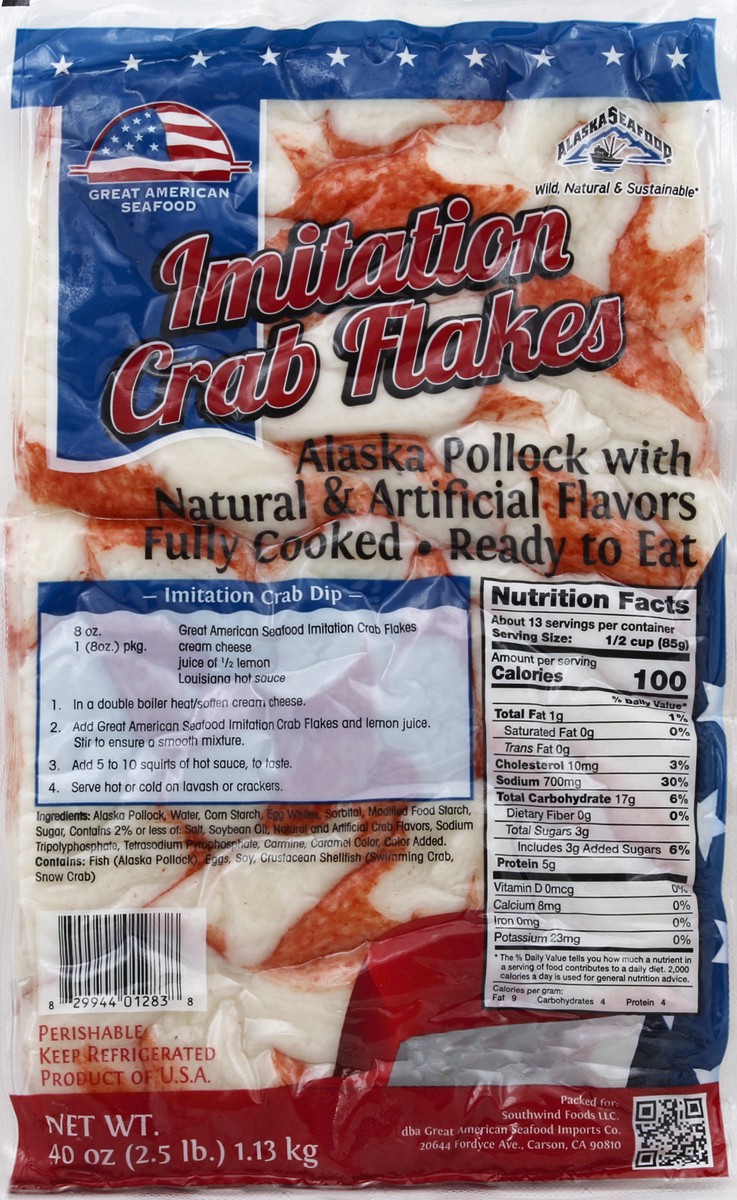 slide 1 of 6, Great American Seafood Crab Flakes 40 oz, 40 oz