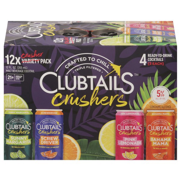 slide 1 of 1, Clubtails Crushers Assorted Malt Beverage Cocktail 12 - 12 fl oz Cans, 12 ct; 11.2 oz