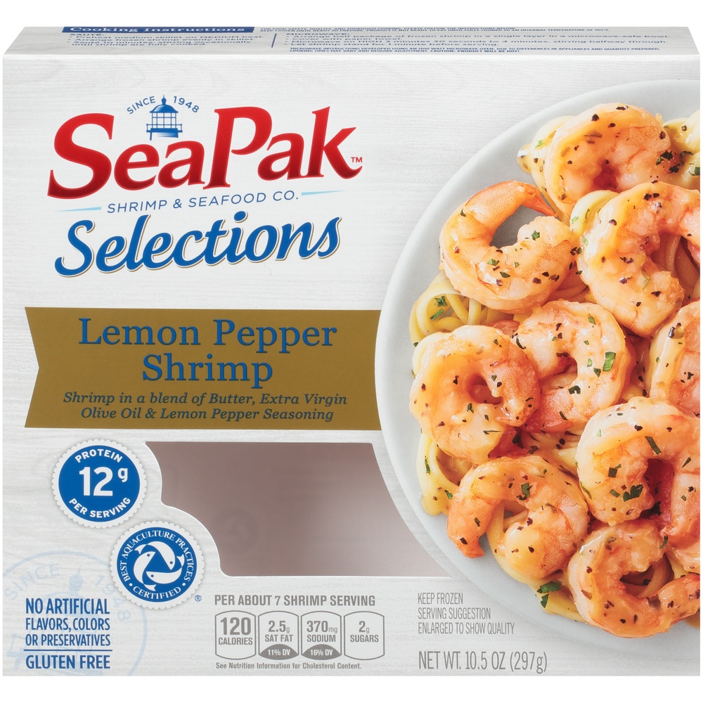 slide 1 of 1, SeaPak Lemon Pepper Shrimp, 10.5 oz