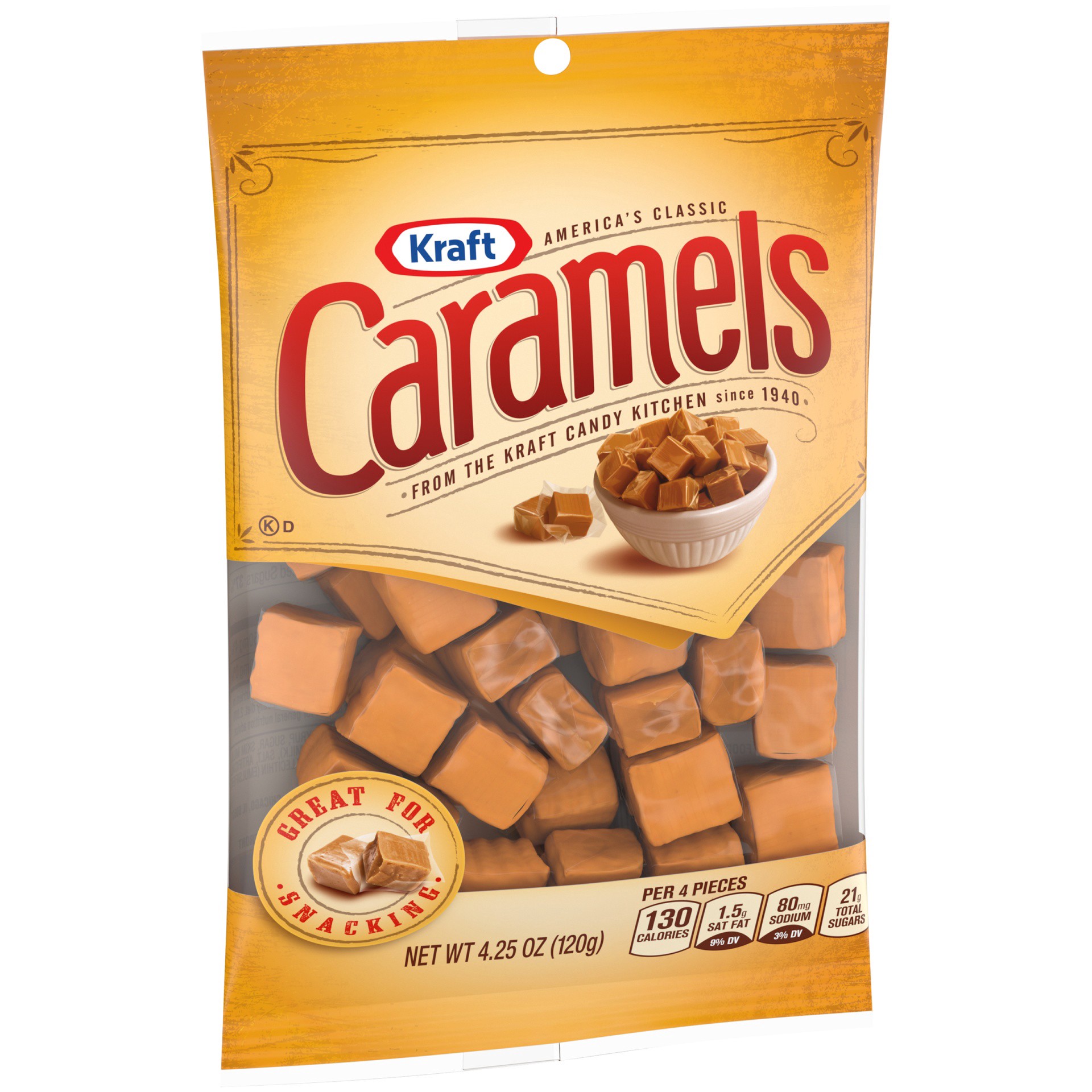 slide 4 of 10, Kraft America's Classic Individually Wrapped Candy Caramels, 4.25 oz Bag, 4.25 oz