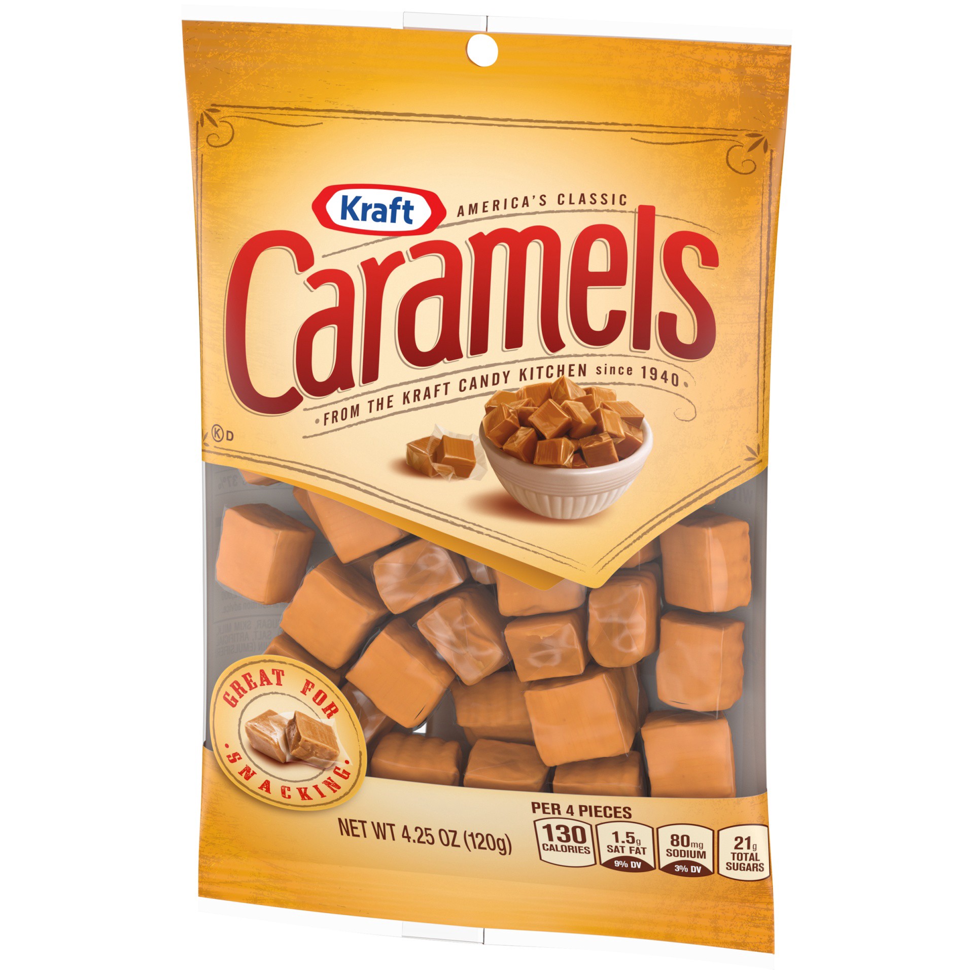 slide 10 of 10, Kraft America's Classic Individually Wrapped Candy Caramels, 4.25 oz Bag, 4.25 oz