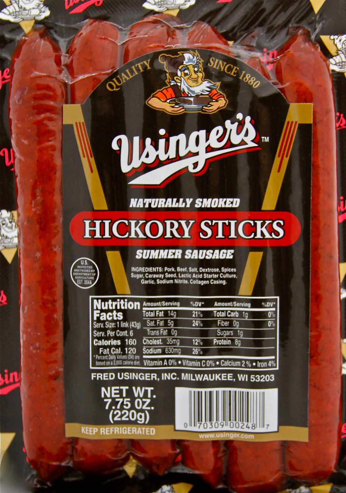 slide 1 of 1, Usingers Hickory Snack Sticks, 7.75 oz