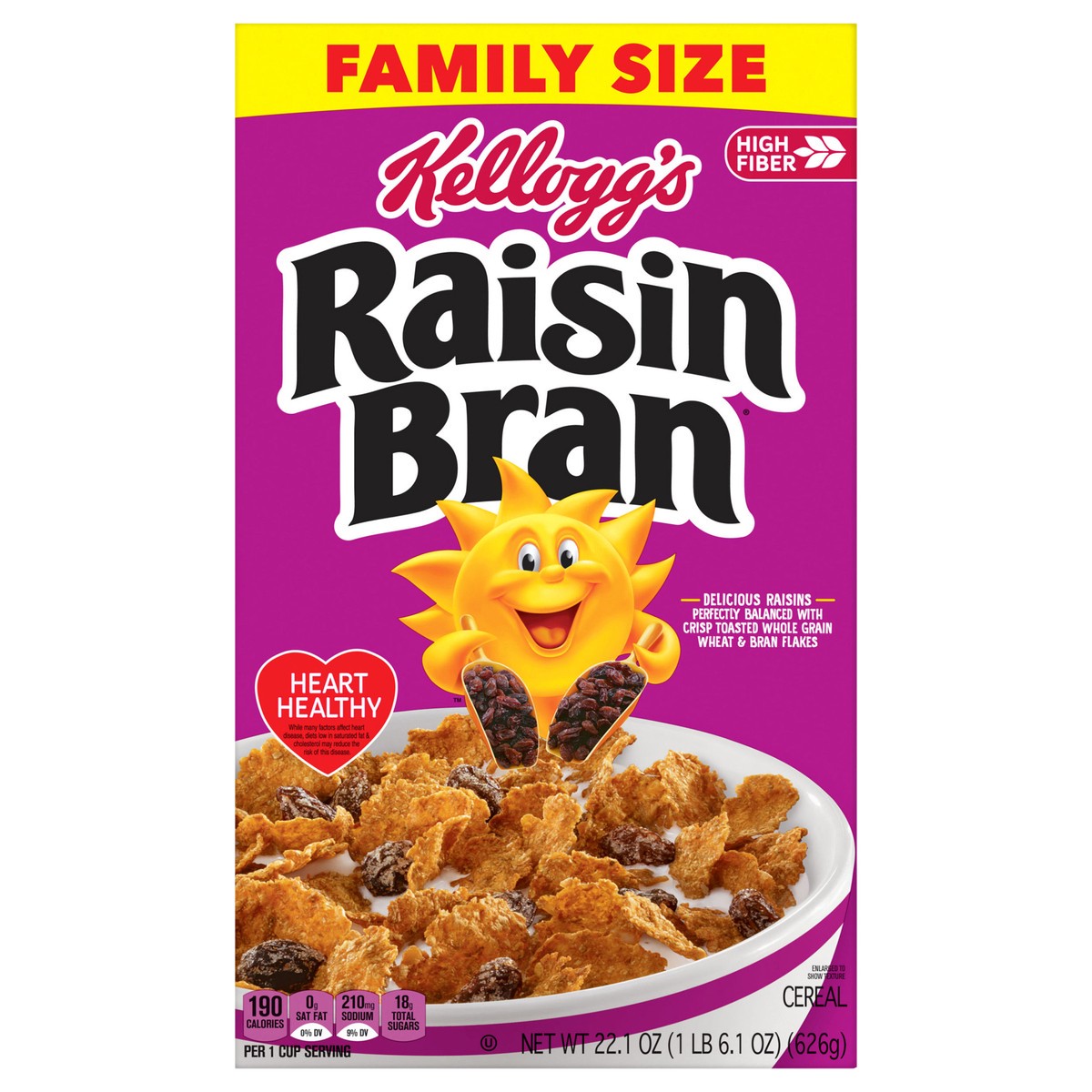 slide 1 of 5, Raisin Bran Kellogg's Raisin Bran Breakfast Cereal Original, Fiber Cereal, 22.1 oz, 22.1 oz