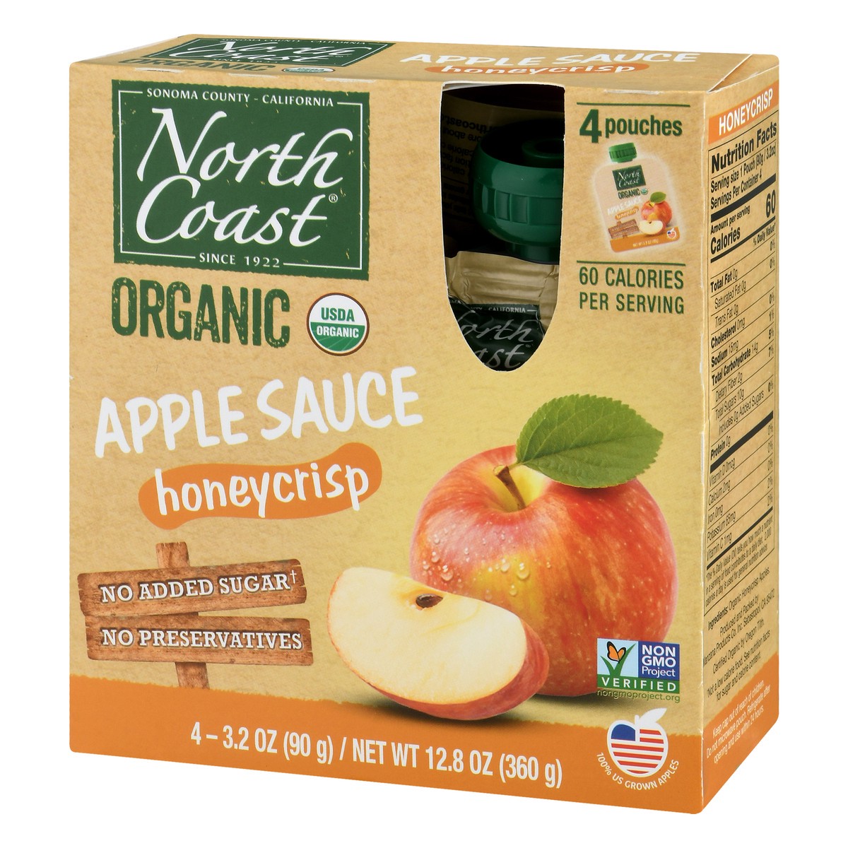 slide 2 of 9, North Coast Organic Honeycrisp Apple Sauce 4 ea, 4 ct