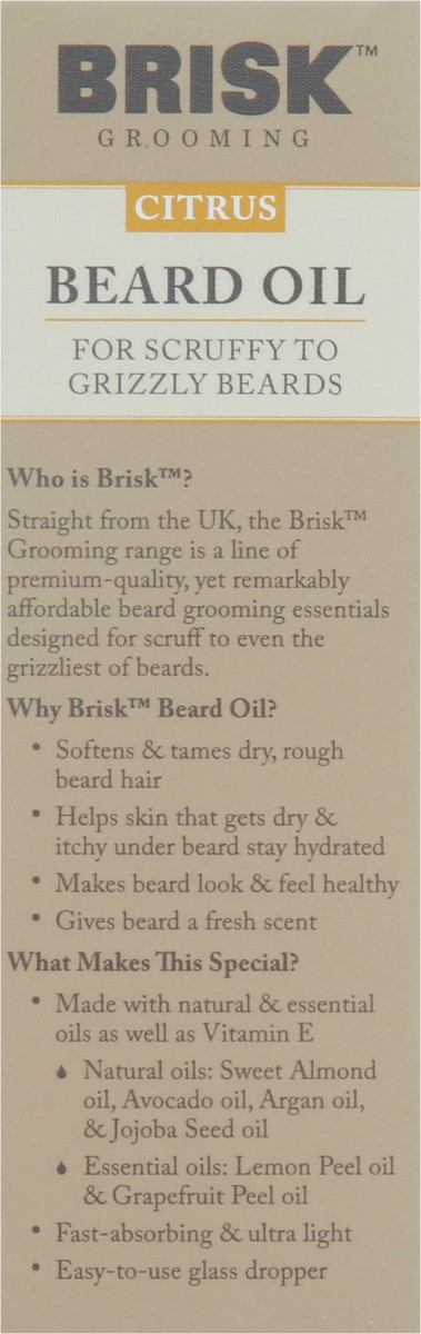 slide 8 of 9, Brisk Grooming Citrus Beard Oil 1.7 fl oz, 1.7 fl oz