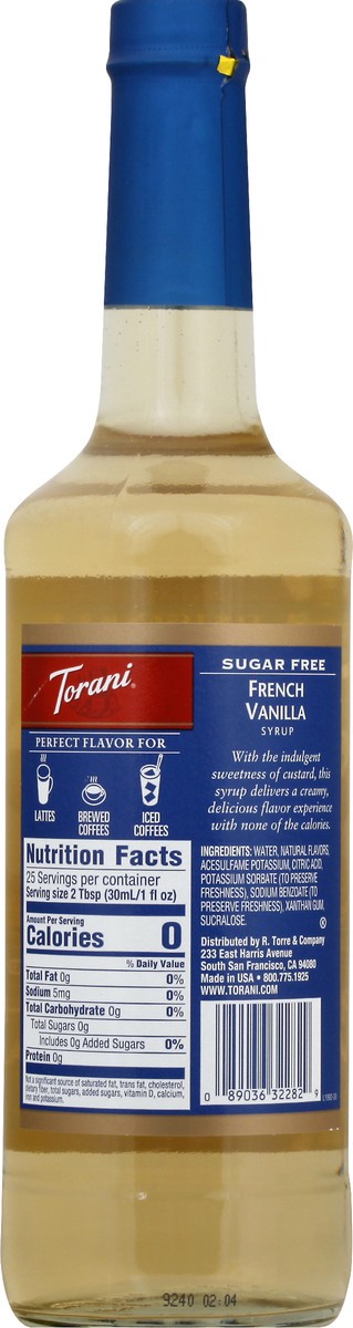 slide 9 of 9, Torani Syrup Vanilla French Free Sugar- 750 ml, 750 ml