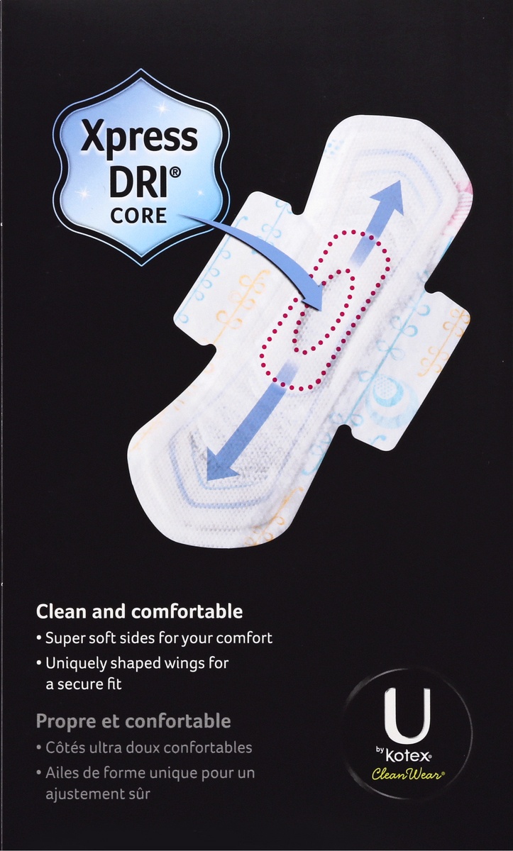 slide 5 of 8, U By Kotex Cleanwear Heavy Flow Fragrance-Free Ultra Thin Pads With Wings, 32 ct