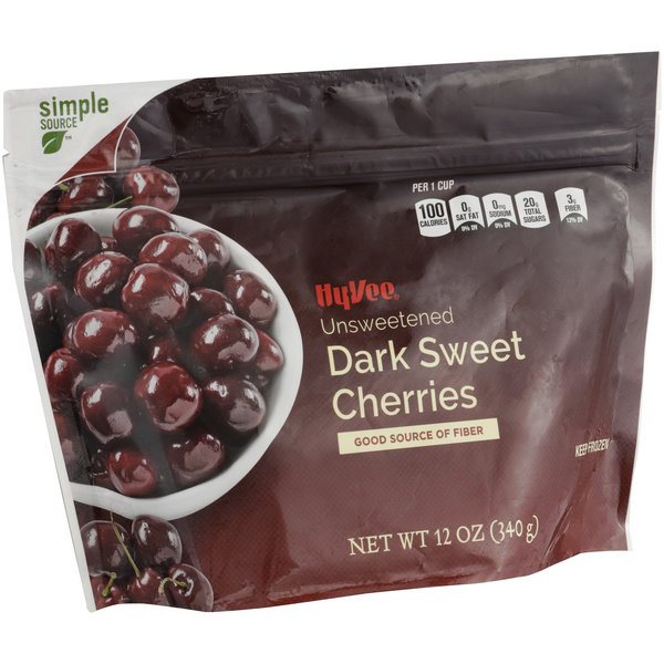slide 1 of 1, Hy-vee Unsweetened Dark Sweet Cherries, 12 oz