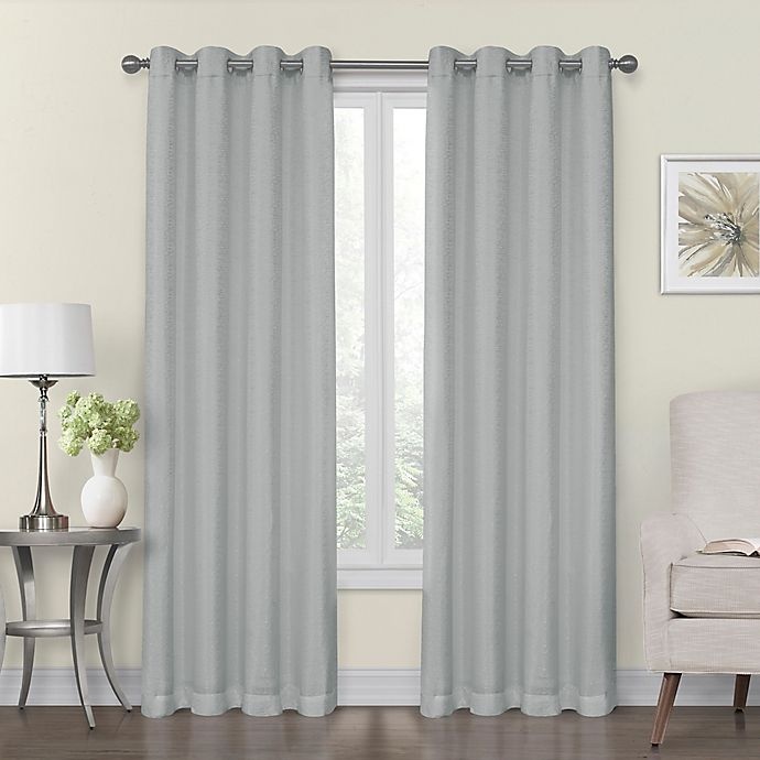 slide 1 of 1, Monroe Lined and Interlined Grommet Top Window Curtain Panel - Blue, 50 in x 63 in