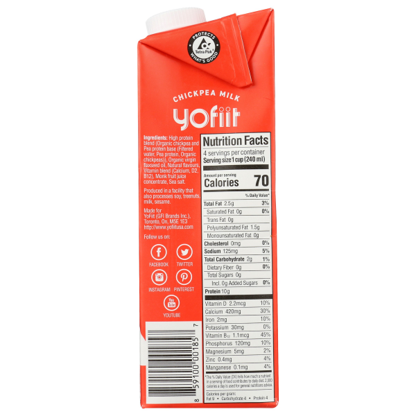 slide 13 of 13, Yofiit Chickpea Milk, 32 fl oz, 32 fl oz