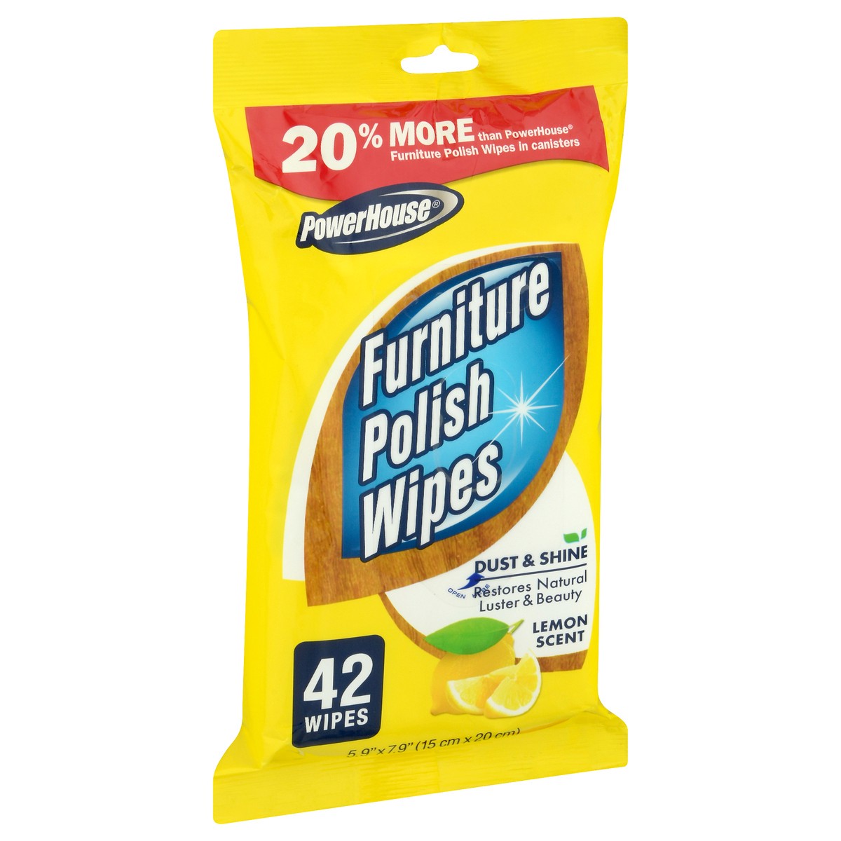slide 4 of 9, Powerhouse Furniture Polish Wipes, 42 ct