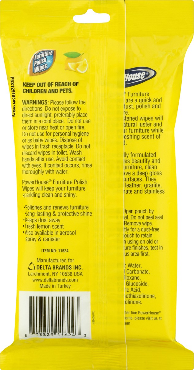 slide 8 of 9, Powerhouse Furniture Polish Wipes, 42 ct