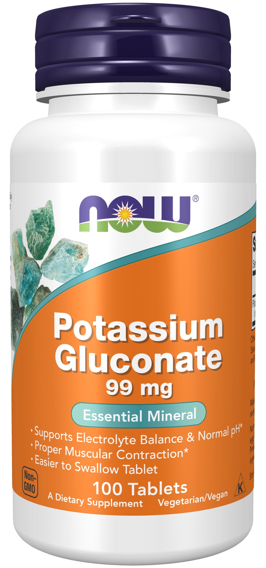 slide 1 of 4, NOW Supplements Potassium Gluconate 99 mg Vegetarian - 100 Tablets, 100 ct