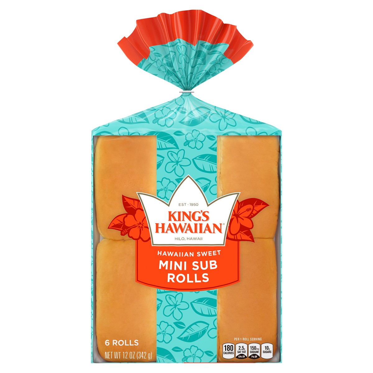 slide 1 of 2, King's Hawaiian Original Hawaiian Sweet Mini Sub Rolls 6PK, 12 oz