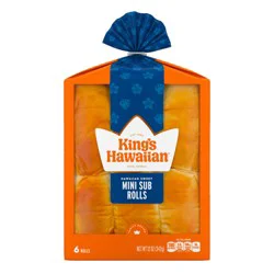 King's Hawaiian Original Hawaiian Sweet Mini Sub Rolls, 6 count, 12 oz