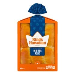 King's Hawaiian Original Hawaiian Sweet Mini Sub Rolls, 6 count, 12 oz
