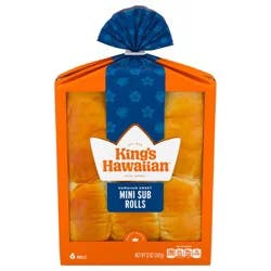 King's Hawaiian Sweet Mini Sub Rolls, 6 Ct, 12 oz