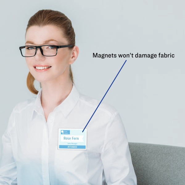 slide 4 of 6, Avery Magnetic Style Name Badge Kit, 3'' X 4'', Clear/White, Pack Of 24 Badges, 24 ct