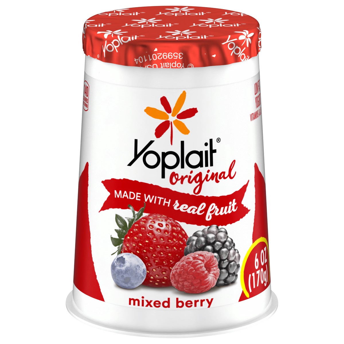 slide 1 of 9, Yoplait Original Mixed Berry Low Fat Yogurt, 6 oz Yogurt Cup, 6 oz