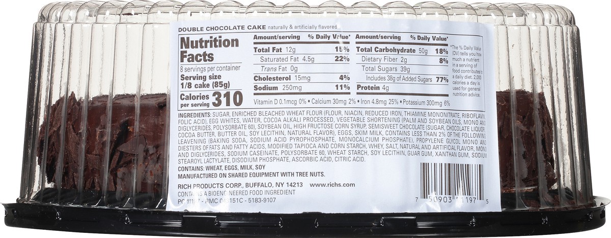 slide 4 of 7, Rich's 8" Single Layer Double Chocolate Cake 24 oz. Clam Shell, 24 oz