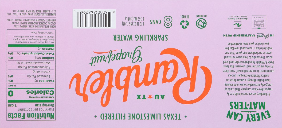 slide 5 of 15, Rambler Grapefruit Sparkling Water Can - 8 ct, 8 ct