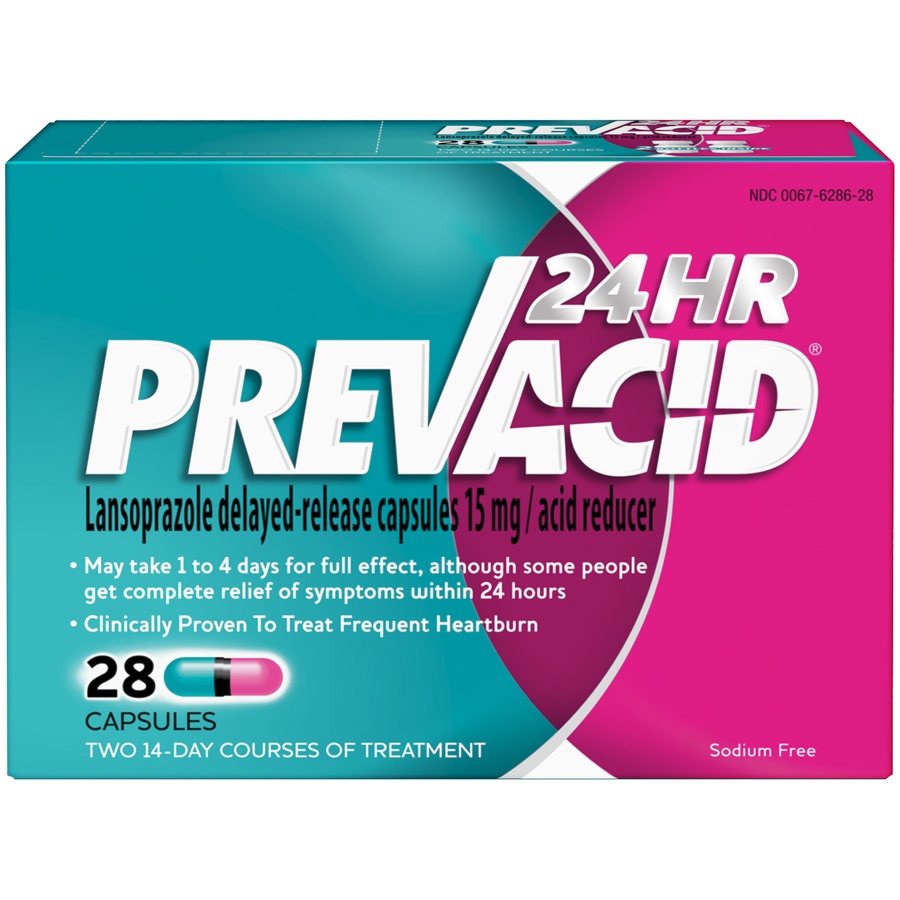 slide 1 of 1, PrevAcid 24 Hr Acid Reducer Capsules, 28 ct