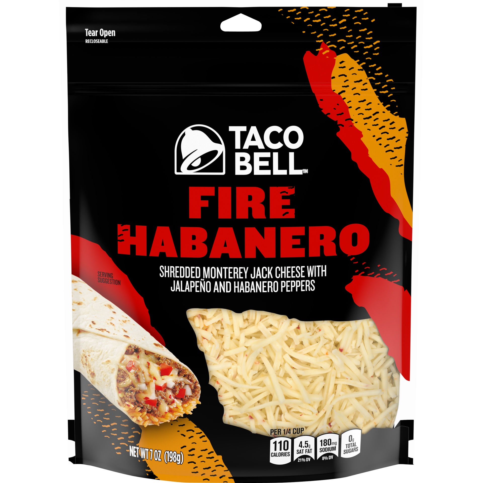 Taco Bell Fire Habanero Monterey Jack Shredded Cheese with Jalapeno
