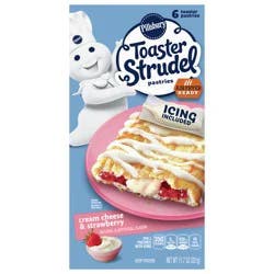 Pillsbury Cream Cheese and Strawberry Toaster Strudel Frozen Pastries, 6 ct / 1.95 oz