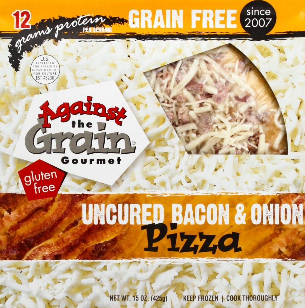 slide 1 of 1, Against the Grain Gluten Free Bacon & Onion Pizza, 15 oz