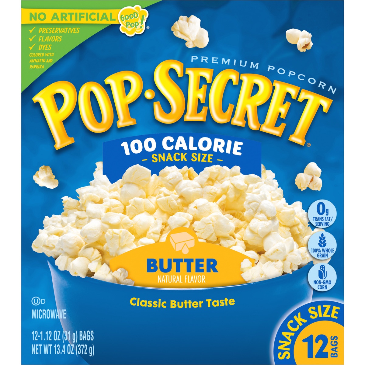 slide 9 of 11, Pop-Secret 100 Calorie Snack Size Butter Popcorn, 12 ct; 1.12 oz