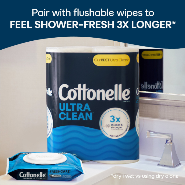 slide 16 of 29, Cottonelle Ultra Clean Toilet Paper, Strong Toilet Tissue, 6 Mega Rolls (6 Mega Rolls = 24 Regular Rolls), 284 Sheets Per Roll, 6 ct