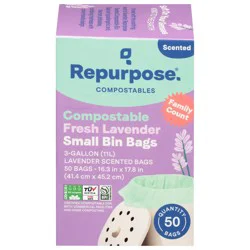 Repurpose Compostable Small Fresh Lavender Bin Bags, 50 ct
