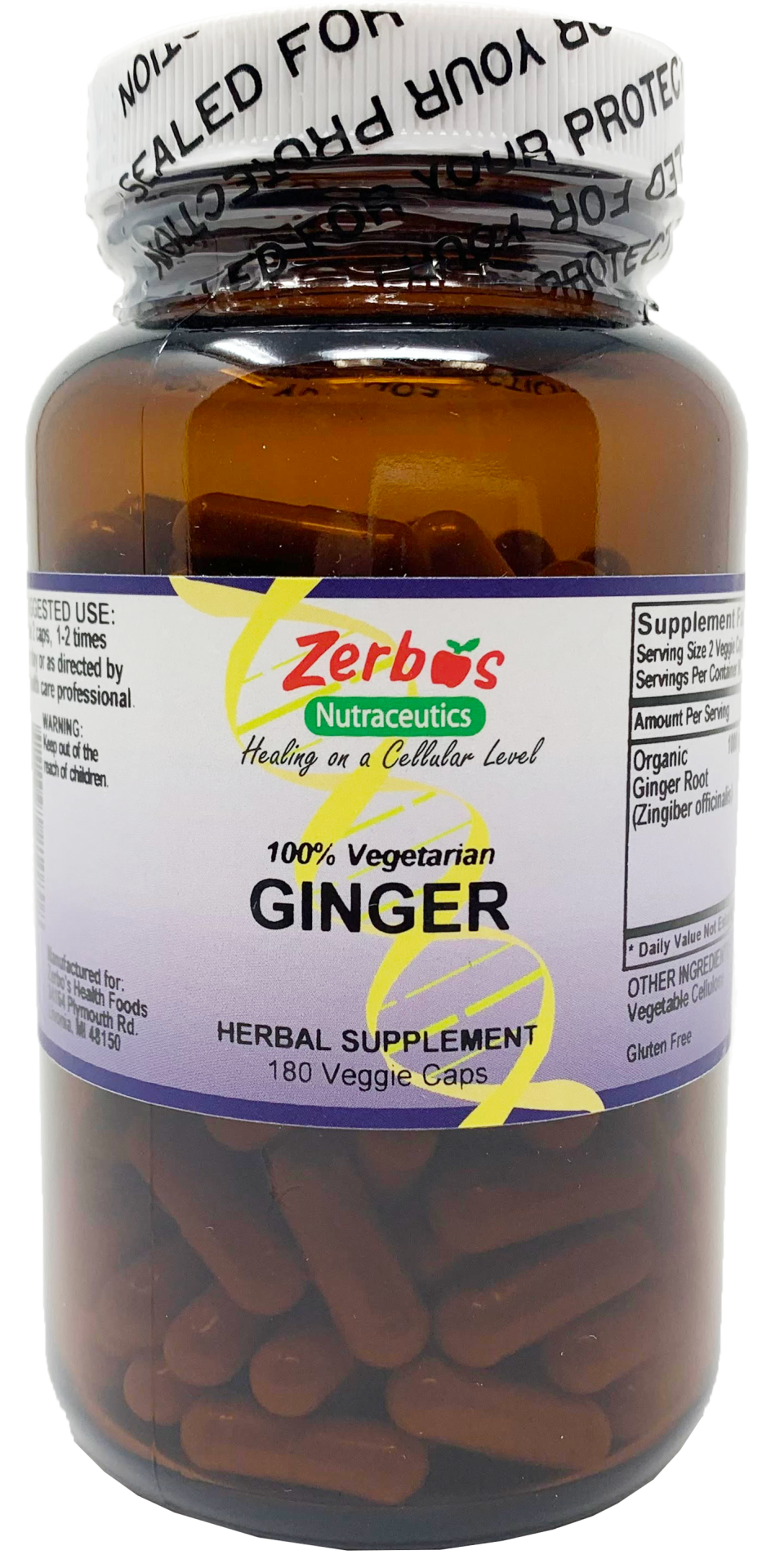 slide 1 of 1, Vitality Caps Ginger, 180 ct