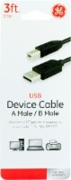 slide 1 of 1, Ge Usb 2.0 Device Cable - Black, 3 ft