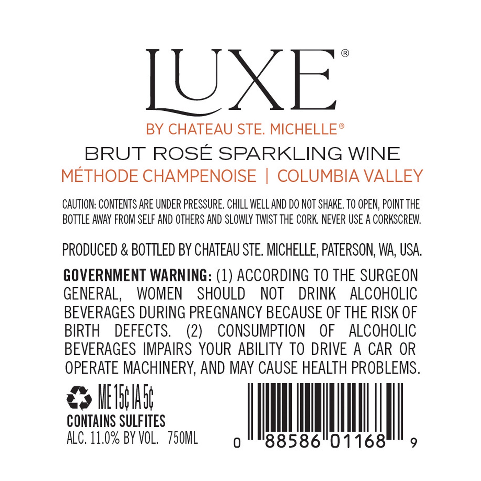 slide 5 of 5, Chateau Ste. Michelle Luxe Brut Rosé Sparkling Wine, 750 mL Bottle, 750 ml