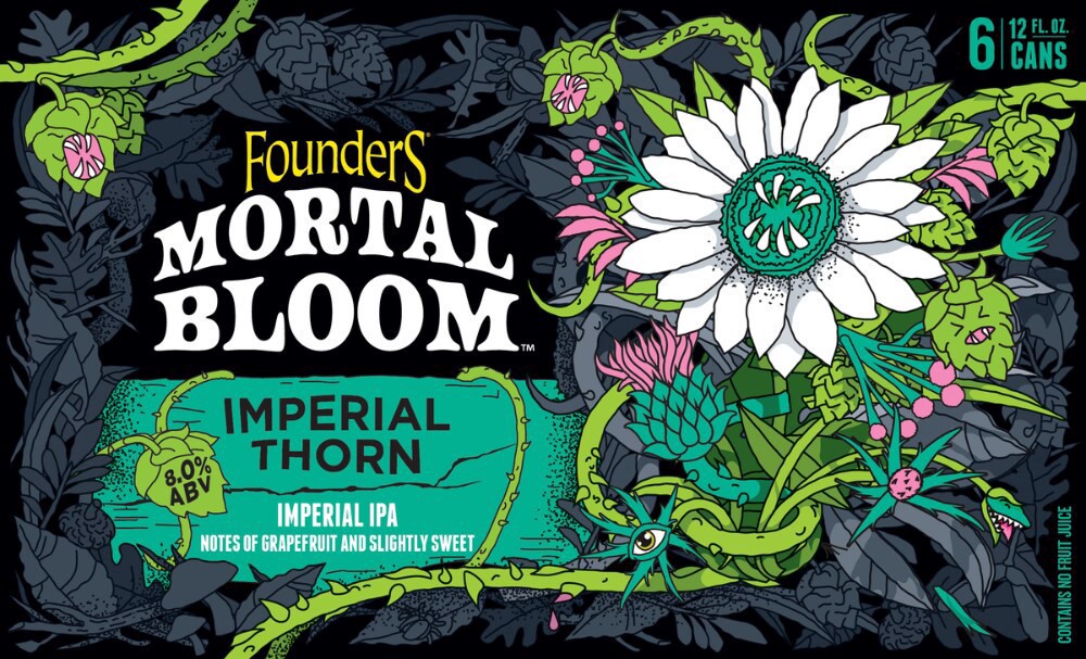 slide 3 of 4, Founders Brewing Co. Mortal Bloom Imperial Thorn, 6 Pack, 12 Fl Oz Cans, 8% ABV, 6 ct; 12 oz