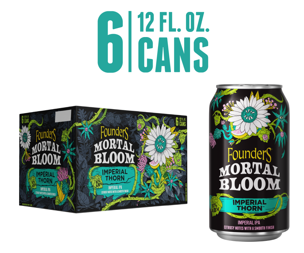 slide 4 of 4, Founders Brewing Co. Mortal Bloom Imperial Thorn, 6 Pack, 12 Fl Oz Cans, 8% ABV, 6 ct; 12 oz