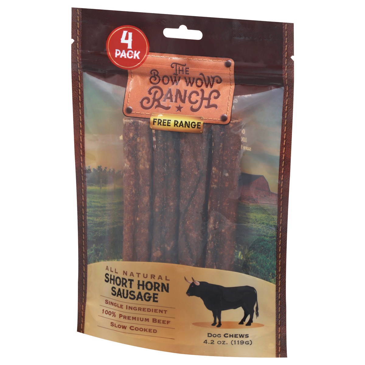 slide 4 of 11, The Bow Wow Ranch All Natural 4 Pack Short Horn Sausage Dog Chews 4 ea, 4 ct