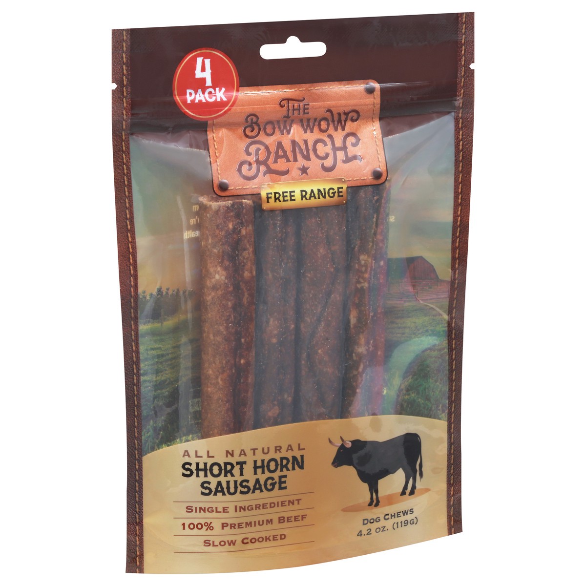 slide 9 of 11, The Bow Wow Ranch All Natural 4 Pack Short Horn Sausage Dog Chews 4 ea, 4 ct