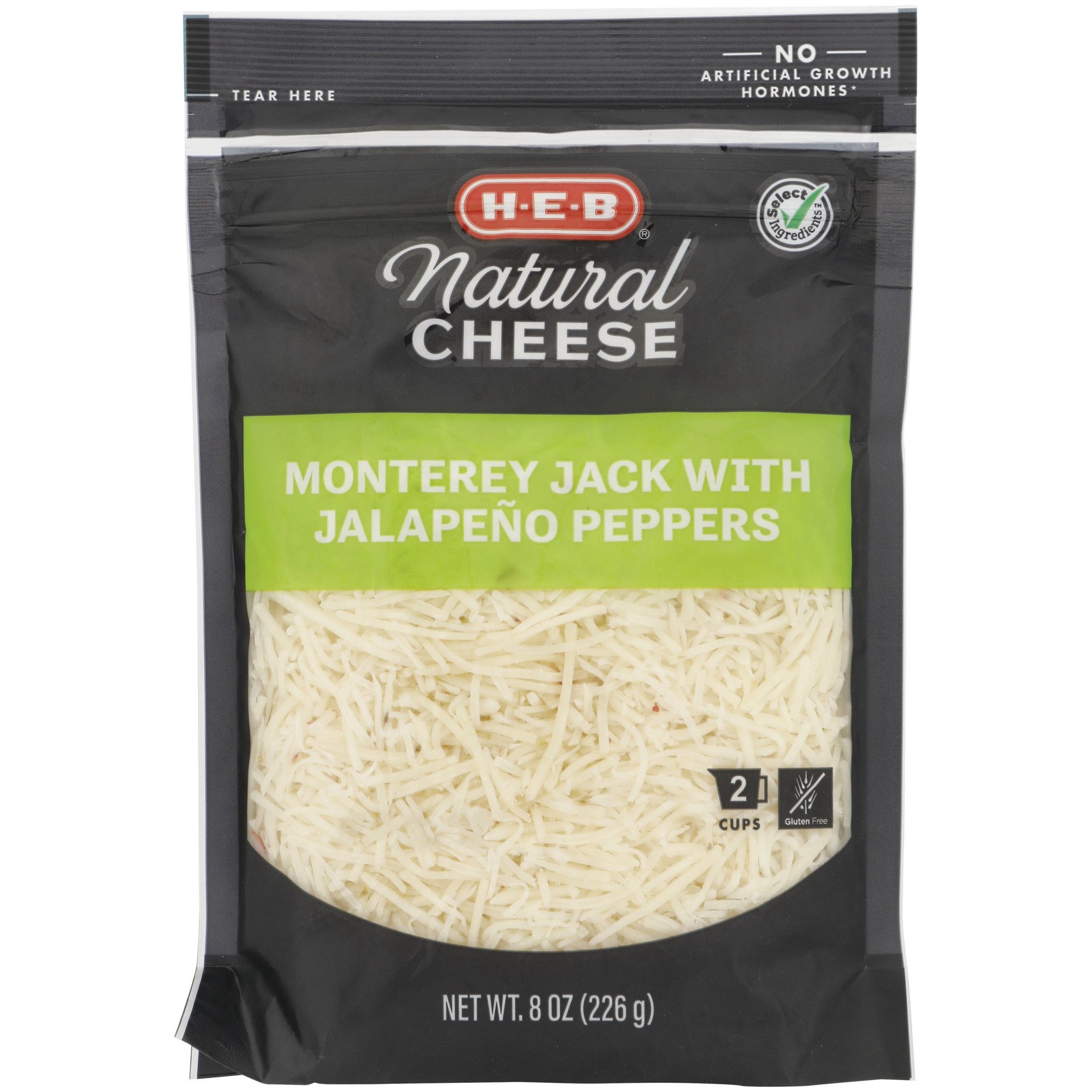 slide 1 of 1, H-E-B Jalapeno Jack Shredded Cheese, 8 oz