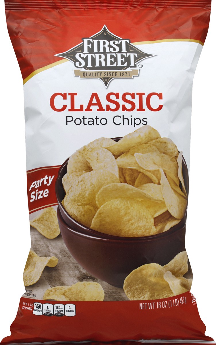 slide 3 of 6, First Street Classic Potato Chips, 16 oz