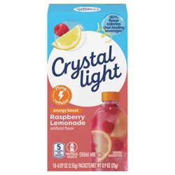 Crystal Light Energy Boost Raspberry Lemonade artificially flavored Powdered Drink Mix, .09 oz Packets, 10 per Box