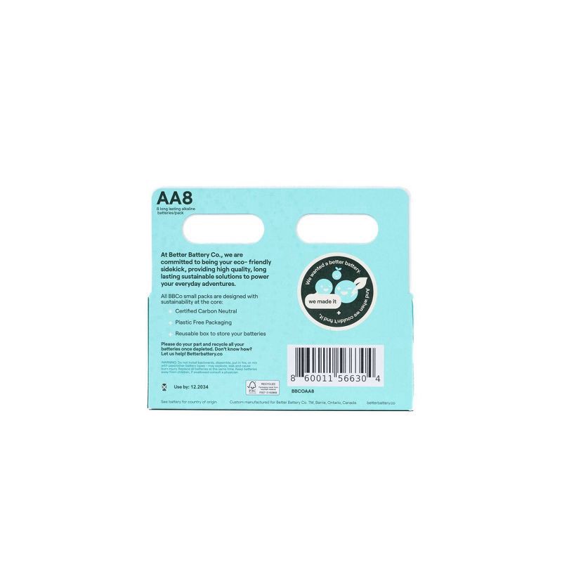 slide 4 of 4, Better Battery Co. 8pk Alkaline AA Household Batteries, 8 ct
