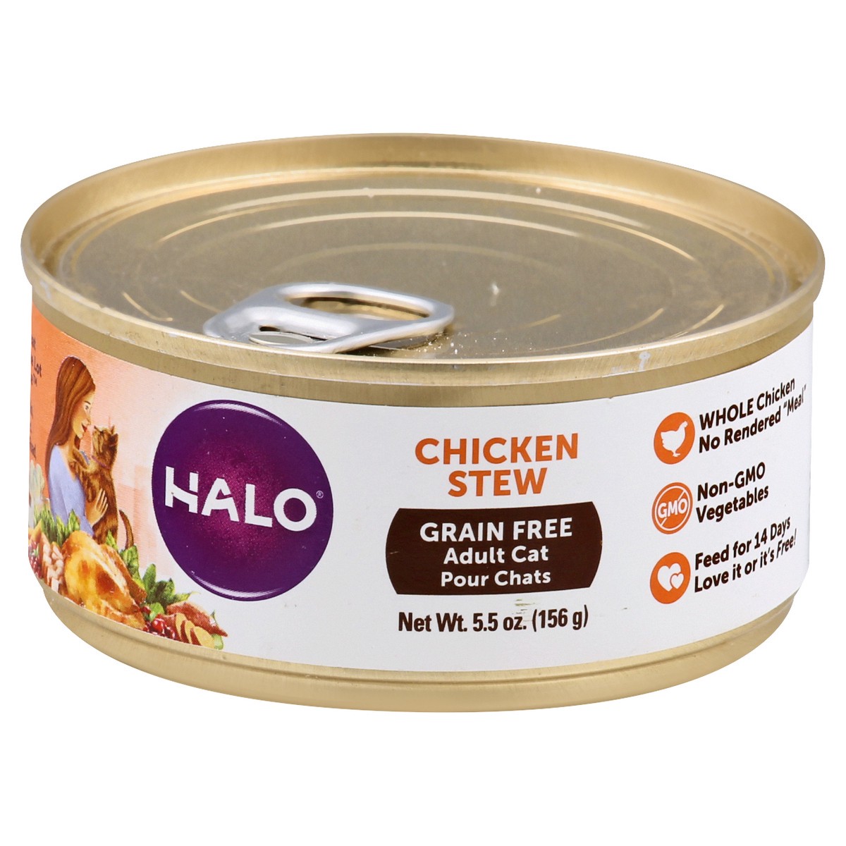 slide 3 of 9, Halo Grain Free Adult Chicken Stew Cat Food 5.5 oz, 5.5 oz