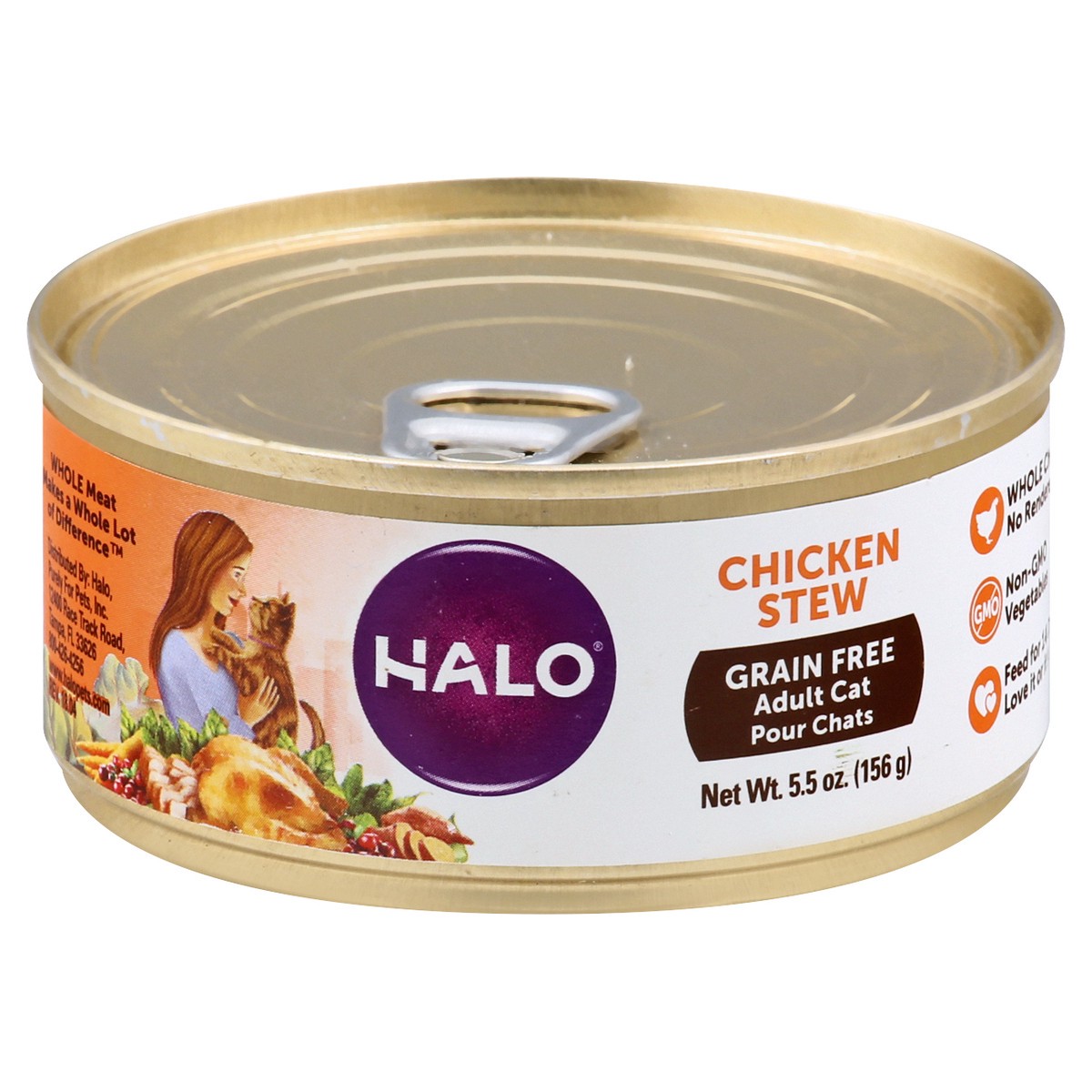 slide 1 of 9, Halo Grain Free Adult Chicken Stew Cat Food 5.5 oz, 5.5 oz