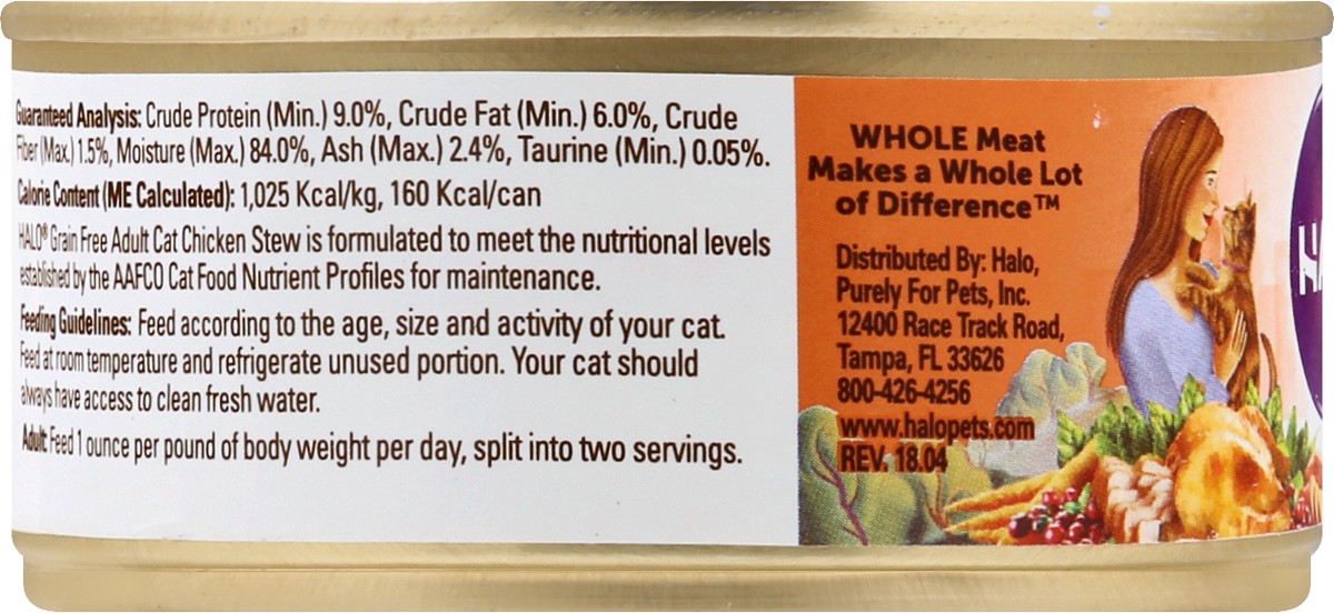 slide 7 of 9, Halo Grain Free Adult Chicken Stew Cat Food 5.5 oz, 5.5 oz
