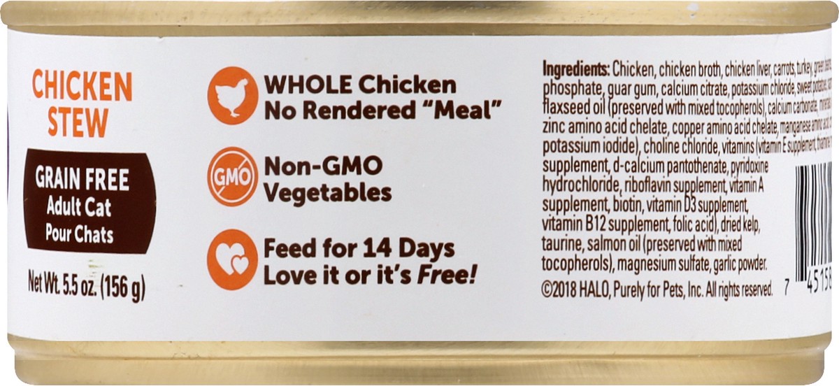 slide 8 of 9, Halo Grain Free Adult Chicken Stew Cat Food 5.5 oz, 5.5 oz