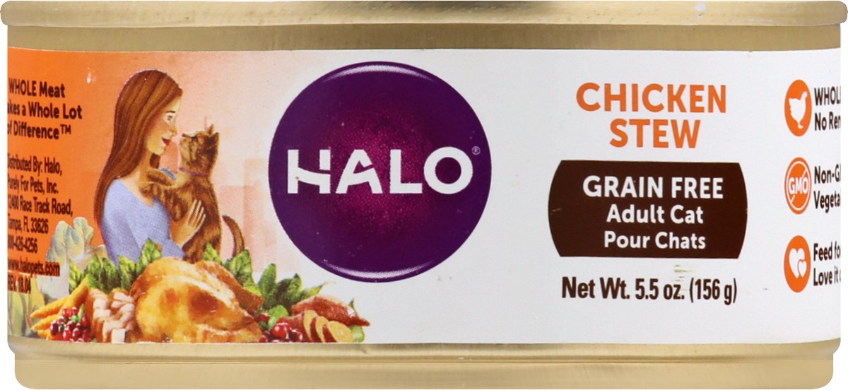 slide 1 of 9, Halo Grain Free Adult Chicken Stew Cat Food 5.5 oz, 5.5 oz