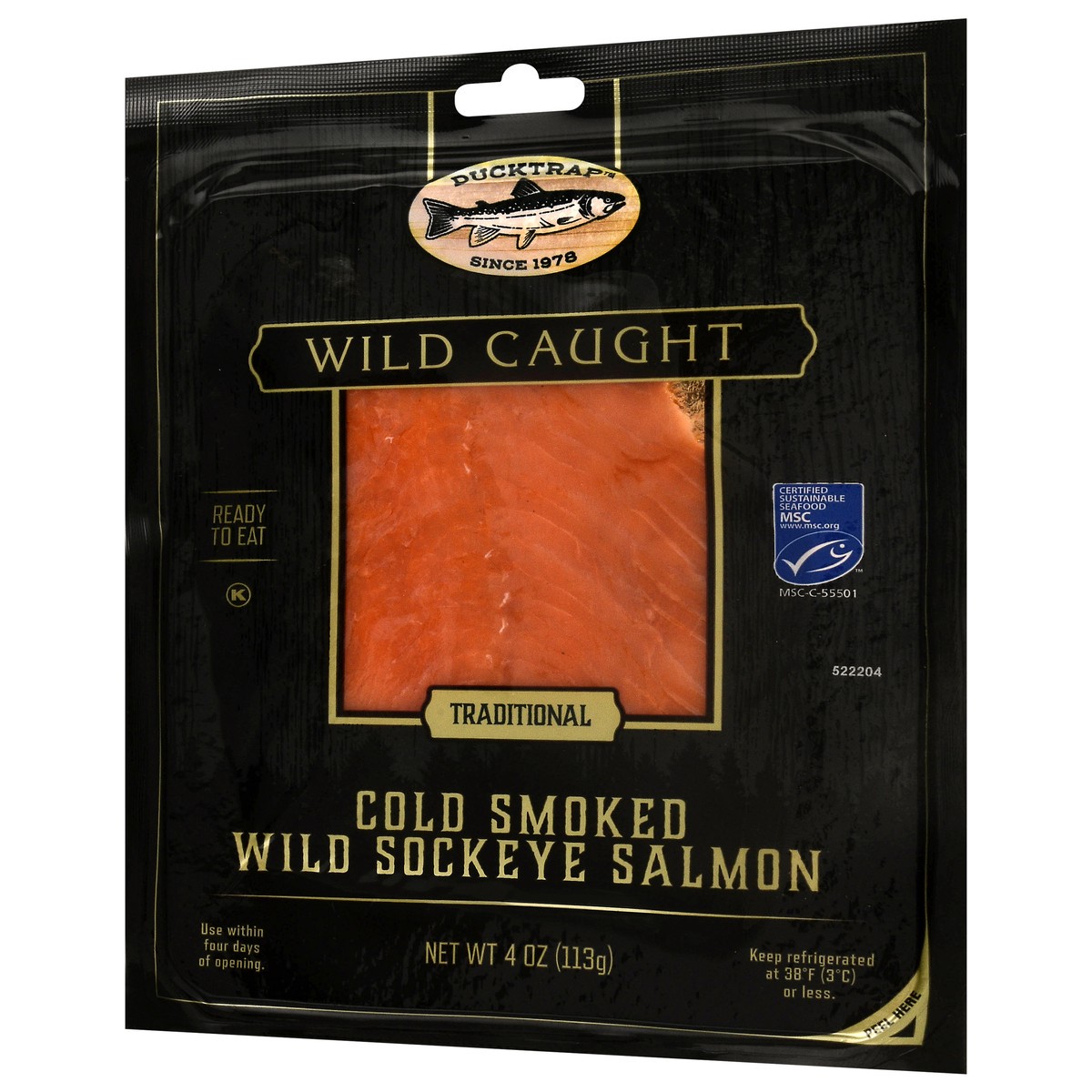 slide 4 of 4, Ducktrap River of Maine Traditional Cold Smoked Wild Sockeye Salmon 4 oz, 4 oz