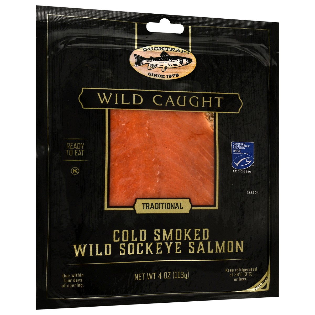 slide 3 of 4, Ducktrap River of Maine Traditional Cold Smoked Wild Sockeye Salmon 4 oz, 4 oz